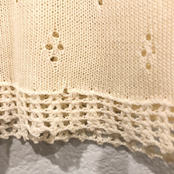 Cream Pointelle Knit Sleeveless Top - Picture 6 of 12